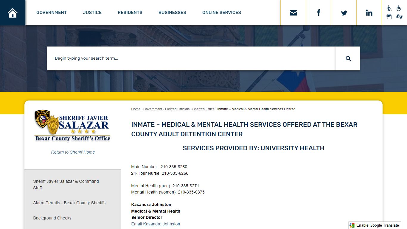 Inmate – Medical & Mental Health Services Offered At The Bexar County ...