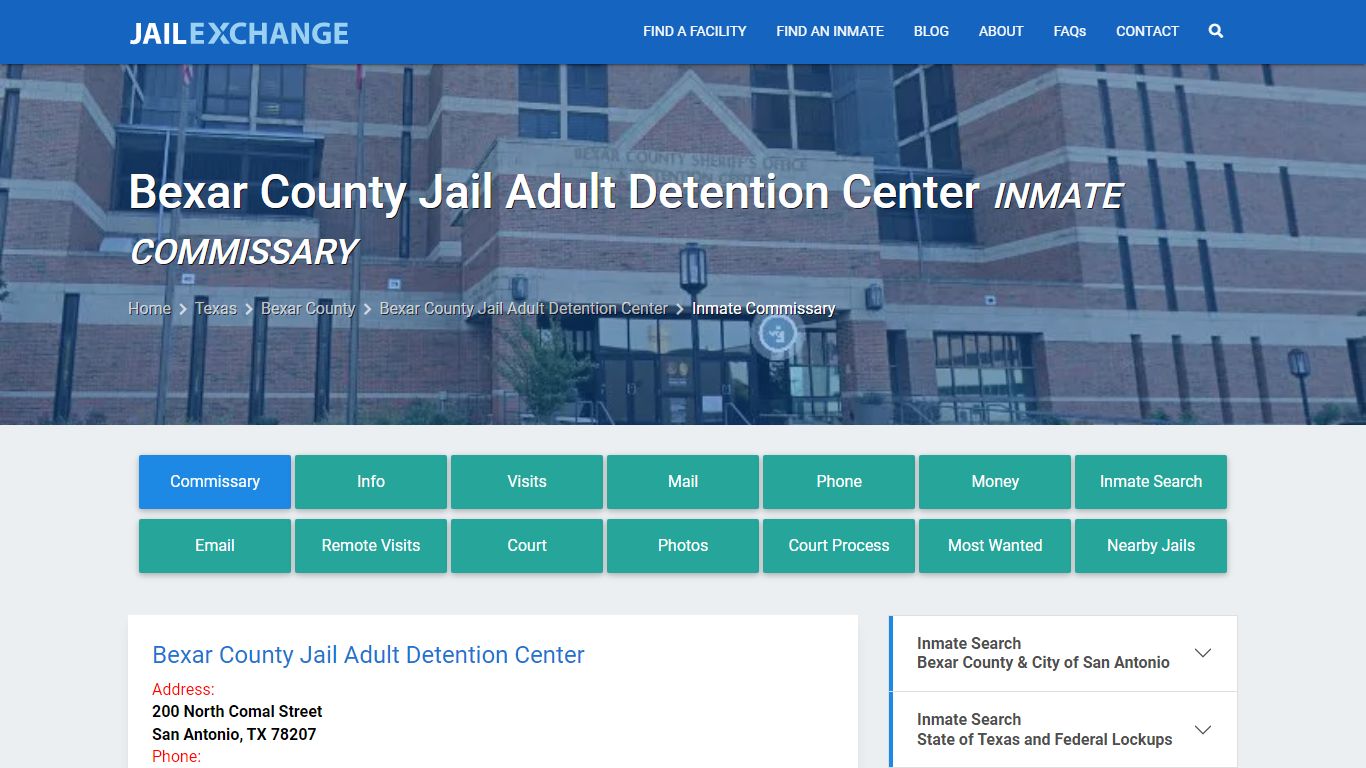 Bexar County Jail Adult Detention Center Inmate Commissary